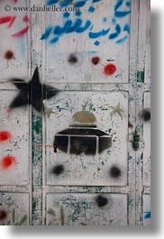 dome of the rock, domes, graffiti, israel, jerusalem, middle east, mosques, muslim, religious, religious sites, vertical, photograph