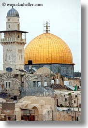 dome of the rock, domes, israel, jerusalem, middle east, mosques, muslim, religious, religious sites, rooftops, vertical, photograph