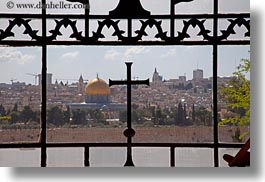 domes, dominus flevit, horizontal, israel, jerusalem, middle east, religious sites, views, windows, photograph