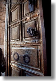 buildings, catholic, churches, doors, holy sepulchre, israel, jerusalem, middle east, old, religious, religious sites, structures, vertical, woods, photograph