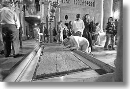 black and white, buildings, catholic, churches, holy sepulchre, horizontal, israel, jerusalem, middle east, religious, religious sites, stones, structures, unction, photograph