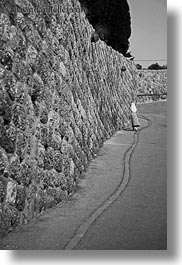 along, black and white, israel, jerusalem, middle east, nuns, streets, vertical, walking, walls, photograph