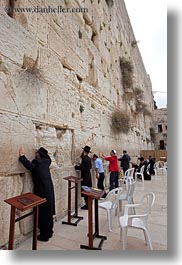 clothes, hats, israel, jerusalem, jewish, men, middle east, praying, religious, temples, vertical, walls, western, western wall, photograph