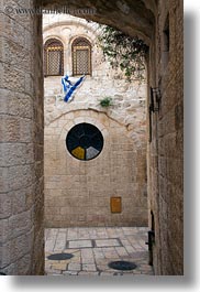 arches, flags, israel, jerusalem, middle east, vertical, windows, photograph