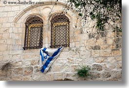 arches, flags, horizontal, israel, jerusalem, middle east, windows, photograph