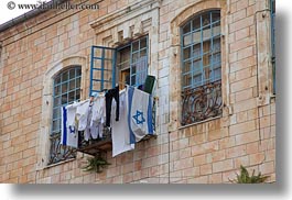 flags, horizontal, israel, jerusalem, middle east, windows, photograph