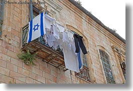 flags, horizontal, israel, jerusalem, middle east, windows, photograph
