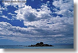 abel tasman, horizontal, islands, new zealand, rockies, sky, photograph