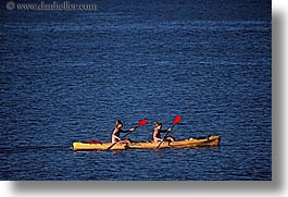 bayof islands, horizontal, kayaks, new zealand, womens, photograph