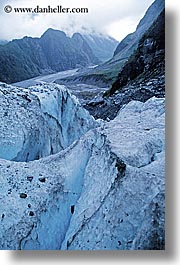 fox glacier, glaciers, ice, new zealand, vertical, photograph