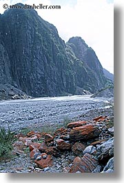 fox glacier, new zealand, rivers, valley, vertical, photograph