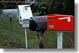 horizontal, mailboxes, new zealand, queen charlotte, photograph