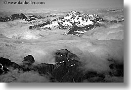 black and white, horizontal, mountains, new zealand, snowcaps, southern alps, photograph