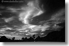 black and white, clouds, fiery, horizontal, new zealand, sunsets, photograph