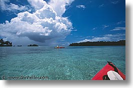 horizontal, kayaks, palau, storm, tropics, photograph