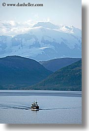 alaska, america, boats, mountains, north america, ocean, united states, vertical, photograph