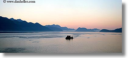 alaska, america, boats, horizontal, mountains, north america, ocean, panoramic, united states, photograph