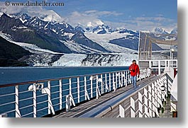alaska, america, cruise ships, deck, glaciers, horizontal, men, mountains, north america, people, united states, photograph