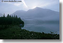 alaska, america, fog, horizontal, mountains, north america, trees, united states, water, photograph