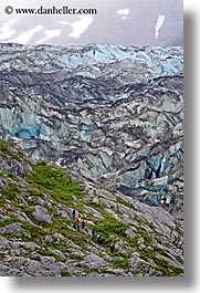 alaska, america, glaciers, hikers, north america, united states, vertical, photograph