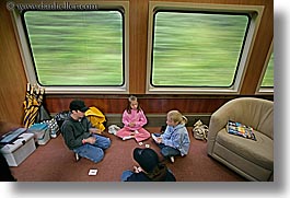 alaska, america, cards, girls, horizontal, north america, playing, slow exposure, trains, united states, photograph