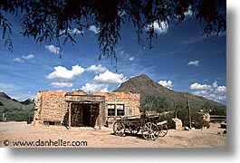 america, arizona, desert southwest, horizontal, north america, old tucson studios, tucson, united states, wagons, western usa, photograph