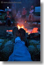 activities, america, campfire, fire, idaho, legs, north america, red horse mountain ranch, united states, vertical, photograph