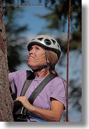 activities, america, climbing, clothes, hats, helmets, idaho, jills, north america, people, red horse mountain ranch, tree climb, trees, united states, vertical, womens, photograph