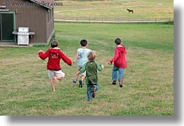 america, boys, childrens, horizontal, idaho, north america, people, red horse mountain ranch, running, united states, photograph