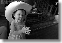 america, babies, big, black and white, childrens, clothes, cowboy hat, girls, hats, horizontal, idaho, north america, people, red horse mountain ranch, united states, photograph