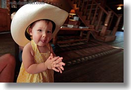 america, babies, big, childrens, clothes, cowboy hat, girls, hats, horizontal, idaho, north america, people, red horse mountain ranch, united states, photograph