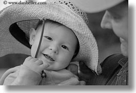 america, babies, black and white, childrens, clothes, emotions, girls, happy, hats, horizontal, idaho, north america, people, pink, red horse mountain ranch, smiles, straw hat, united states, photograph