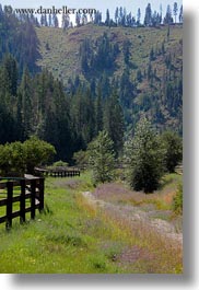 america, fences, idaho, mountains, north america, red horse mountain ranch, scenics, trees, united states, vertical, photograph
