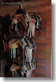 america, idaho, north america, red horse mountain ranch, saddles, stables, united states, vertical, photograph