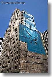 america, buildings, chicago, illinois, murals, north america, united states, vertical, whale, photograph