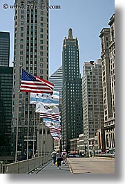 america, buildings, chicago, cityscapes, flags, illinois, north america, united states, vertical, photograph
