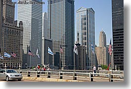 america, buildings, chicago, cityscapes, flags, horizontal, illinois, north america, people, united states, photograph