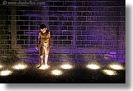 america, chicago, childrens, crown fountains, fountains, horizontal, illinois, millenium park, nite, north america, people, united states, water, photograph