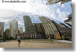 america, artwork, chicago, cityscapes, horizontal, illinois, millenium park, north america, passing, people, reflections, the cloud, united states, photograph