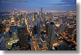 america, chicago, cityscapes, horizontal, illinois, nite, north america, slow exposure, united states, photograph
