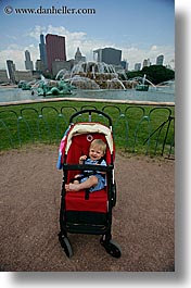 america, babies, boys, chicago, fountains, hellers, illinois, jacks, millenium, north america, people, stroller, united states, vertical, photograph