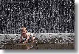 america, babies, boys, chicago, crawl, fountains, hellers, horizontal, illinois, jacks, north america, people, united states, water, waterfalls, photograph