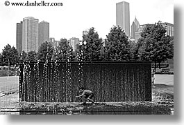 america, black and white, chicago, fountains, horizontal, illinois, kid, north america, people, united states, photograph