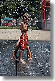 america, boys, chicago, childrens, fountains, illinois, north america, people, united states, vertical, photograph