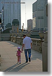 america, chicago, fathers, girls, illinois, men, north america, people, united states, vertical, walking, photograph