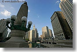 america, chicago, cityscapes, horizontal, illinois, lamp posts, north america, streets, united states, photograph