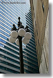 america, buildings, chicago, illinois, lamp posts, north america, streets, united states, vertical, photograph