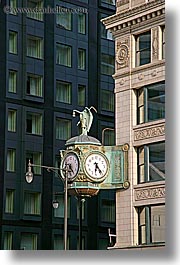 america, chicago, clocks, illinois, lamp posts, north america, streets, united states, vertical, photograph