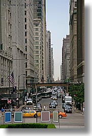 america, buildings, chicago, illinois, north america, streets, traffic, united states, vertical, photograph