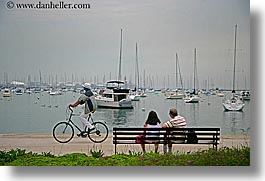america, bicycles, boats, chicago, couples, cyclists, harbor, horizontal, illinois, north america, united states, water, water front, photograph